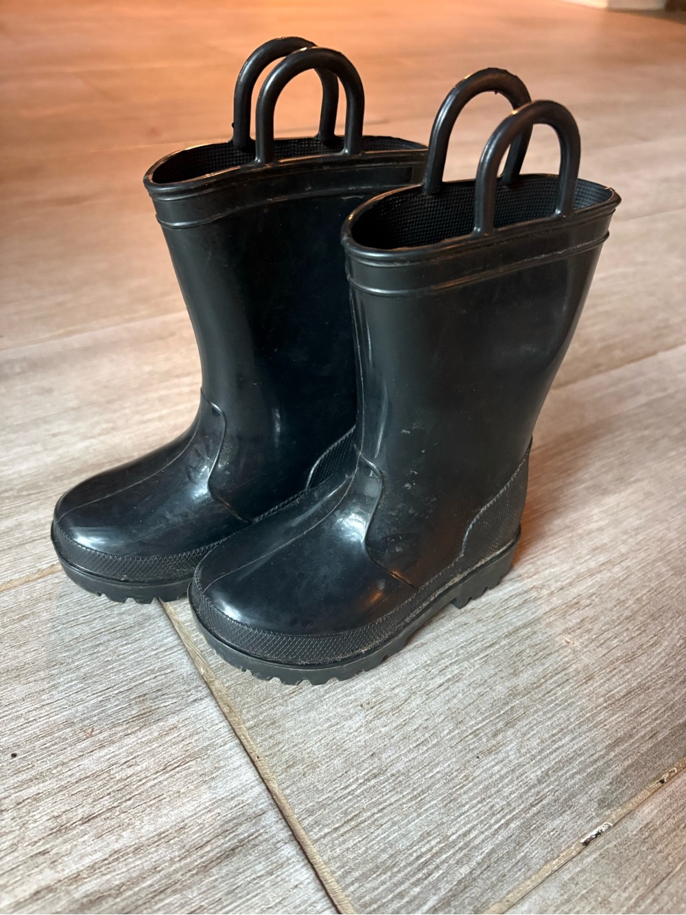 Kids Black Rubber Rain Boots